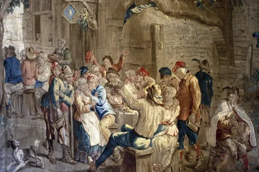 Indre & Loire N* 251 - Castillo de Ussé - Tapiz flamenco del siglo XVIII - de un cartón de Teniers (siglo XVII)